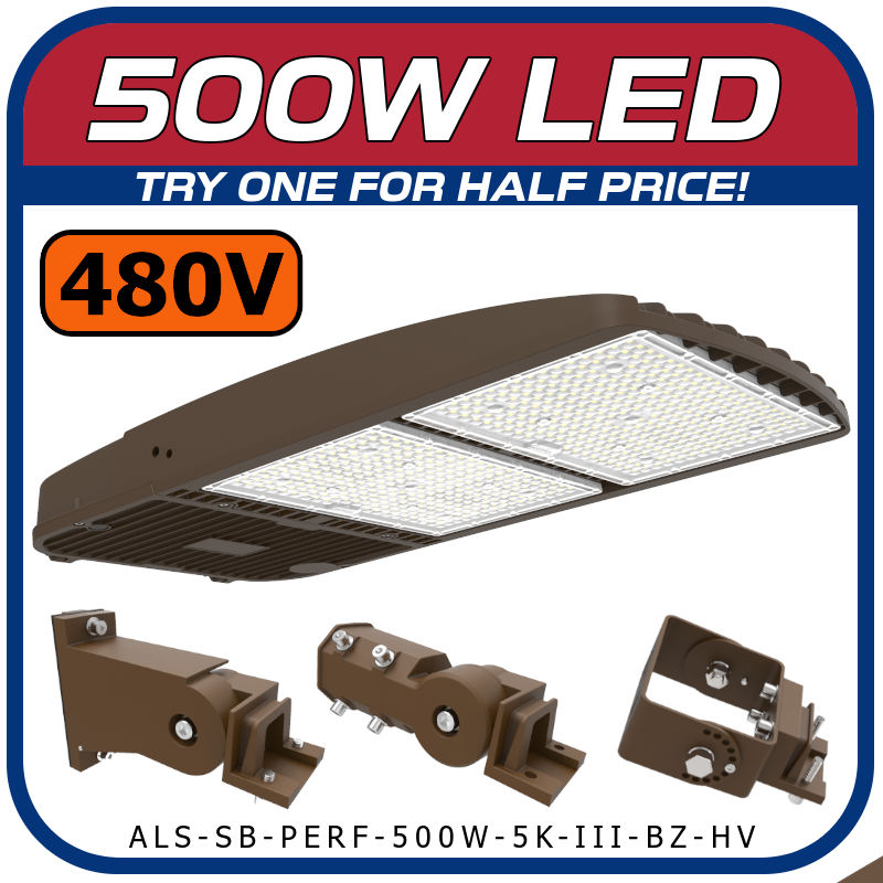 500W - 480V Area Light Parking Lot Fixture