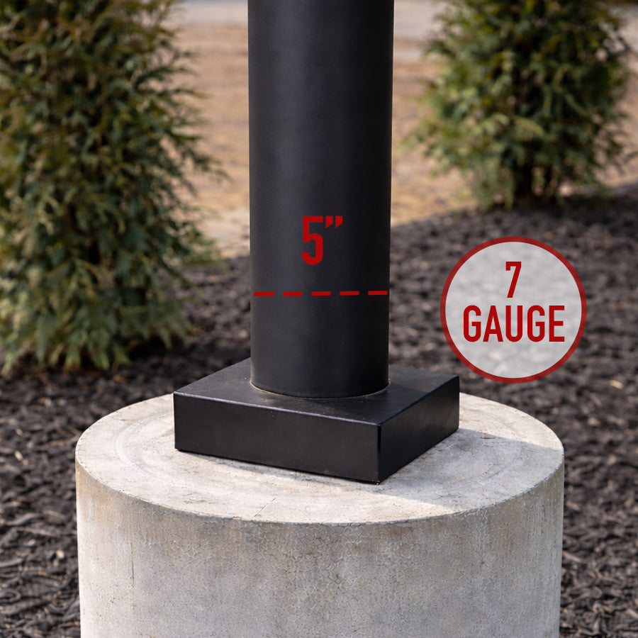 25 Foot Steel Round Straight Anchor Base 5in 7 Gauge