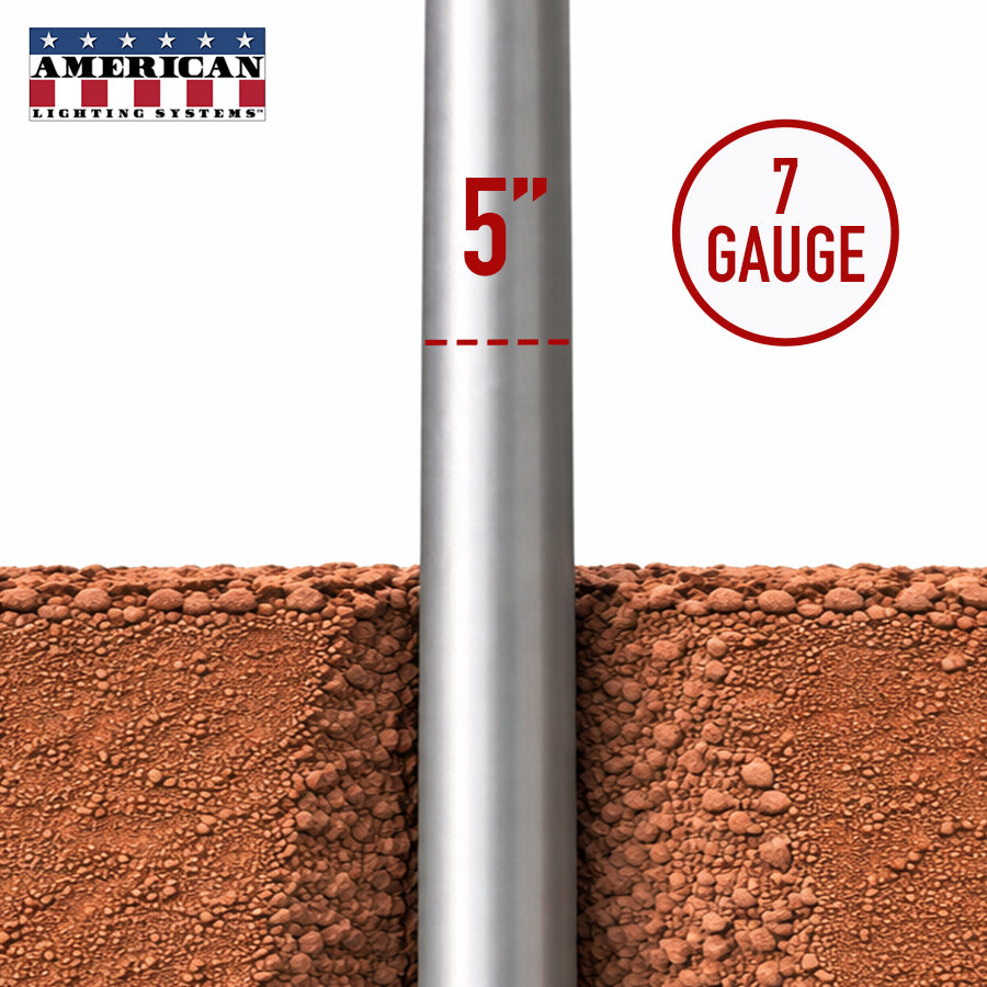 25 Foot Steel Round Straight Direct Burial 5in 7 Gauge