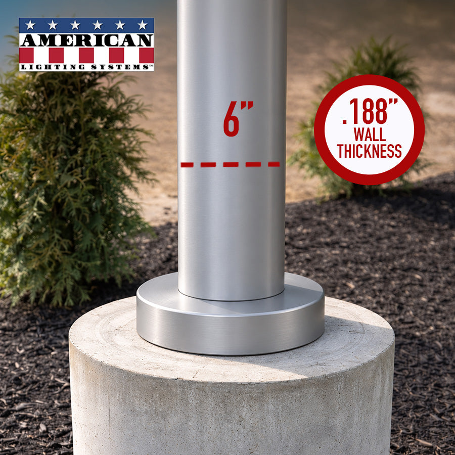 18 Foot Aluminum Round Straight Anchor Base 6in