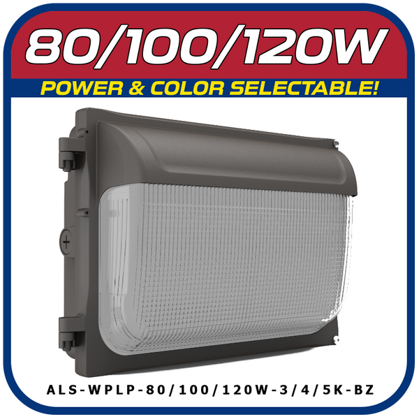 80W/100W/120W LED POWER & COLOR SELECTABLE WALL PACK