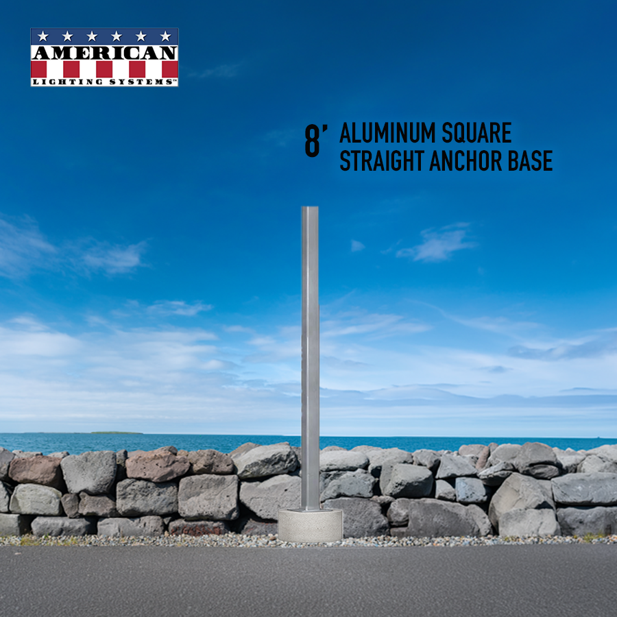 8 Foot Aluminum Square Straight Anchor Base 4in