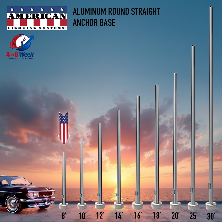 8 Foot Aluminum Round Straight Anchor Base 4in