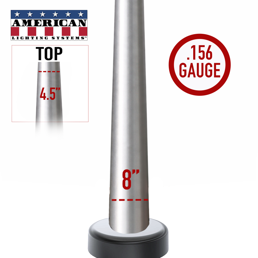 25 Foot Round Tapered Aluminum Anchor Base 8" .156 Thickness