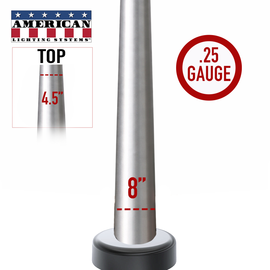 35 Foot Round Tapered Aluminum Anchor Base 8" .25 Thickness