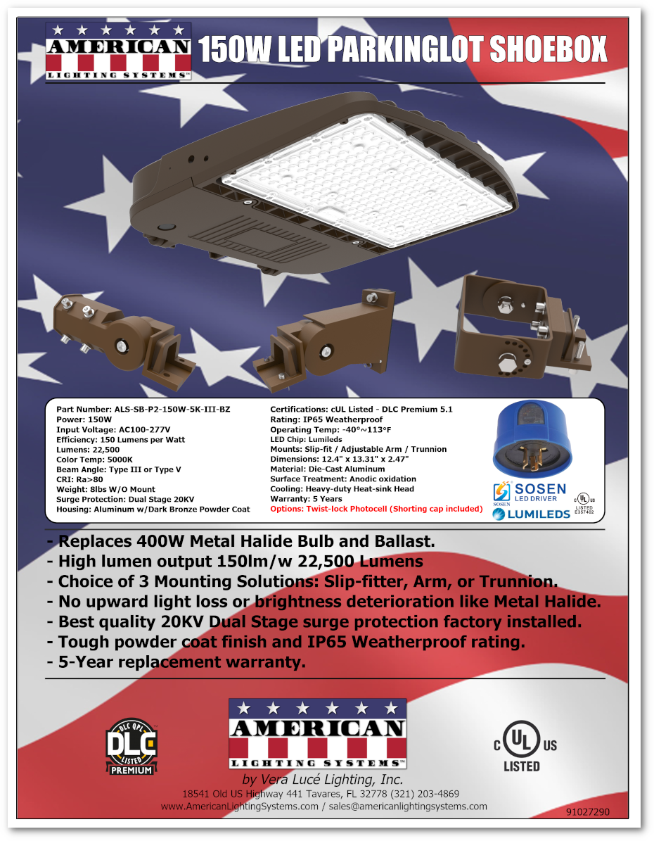 150W Area Light Parking Lot Fixture
