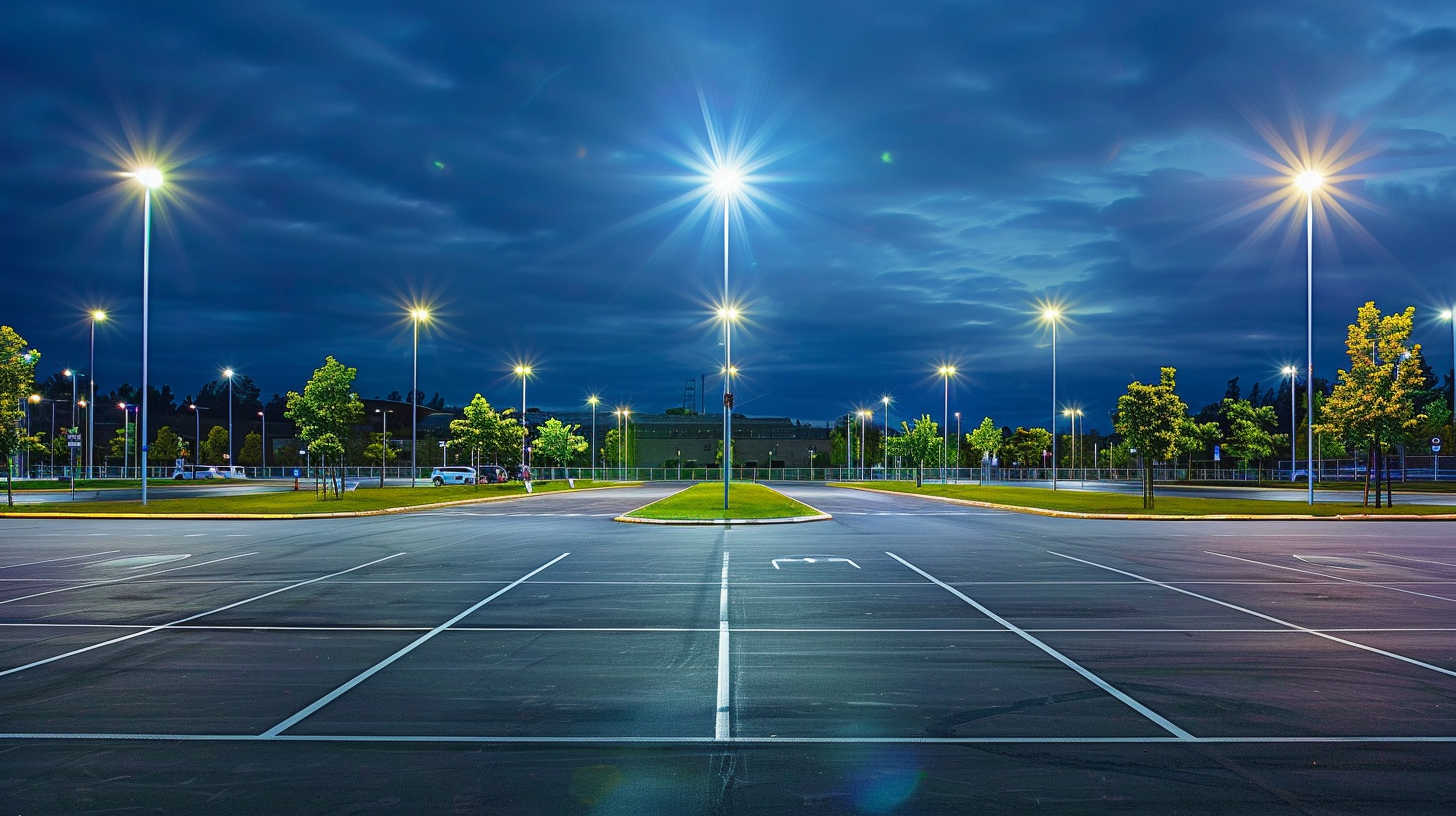 A_modern_outdoor_parking_lot_lit_by_energy-efficient_led_floodlights
