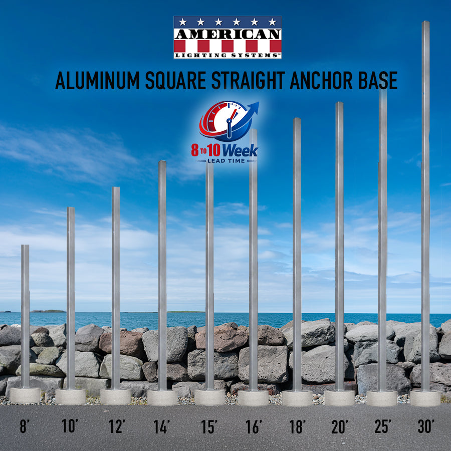 8 Foot Aluminum Square Straight Anchor Base 4in