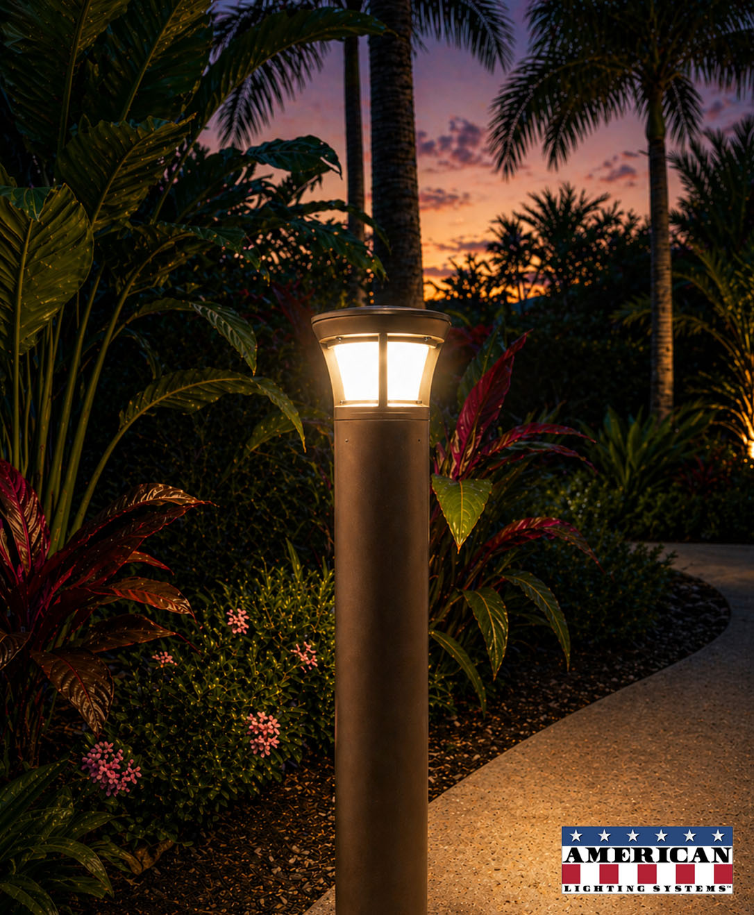 42" Round Bollard Bronze with Crown Top