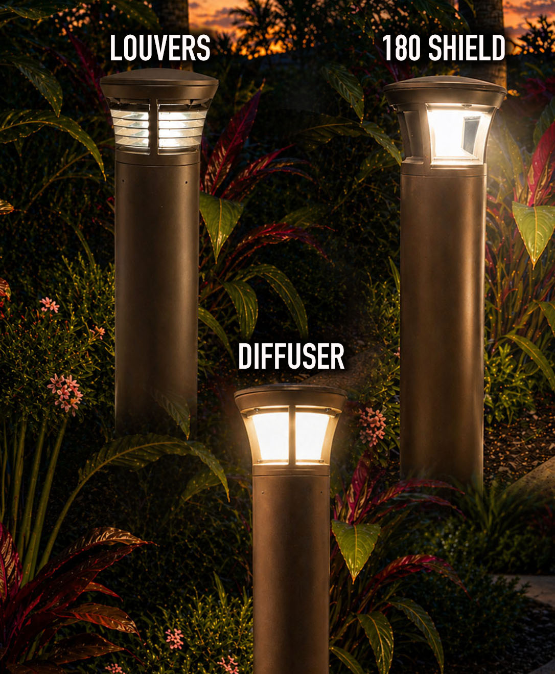 42" Round Bollard Bronze with Crown Top