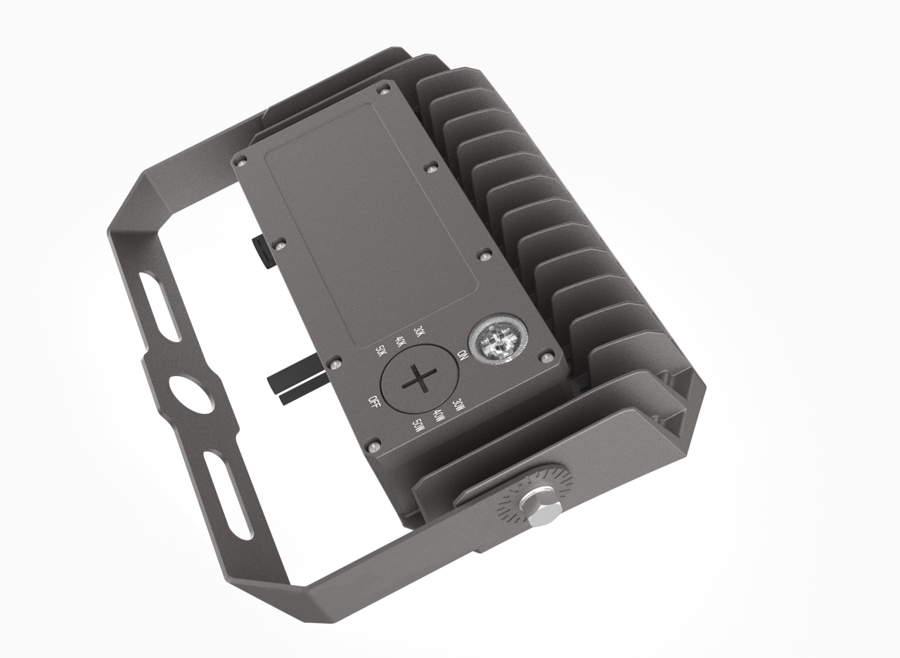 15/20/30W Power & Color Selectable Knuckle Mount Floodlight w/On-Off Photocell