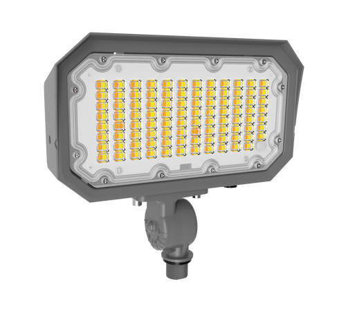 60/80/100W Power & Color Selectable Knuckle Mount Floodlight w/On-Off Photocell