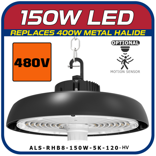 150W - 480V Round High Bay Fixture