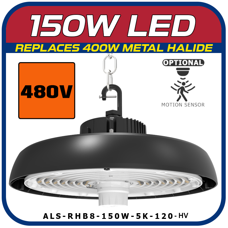 150W - 480V Round High Bay Fixture