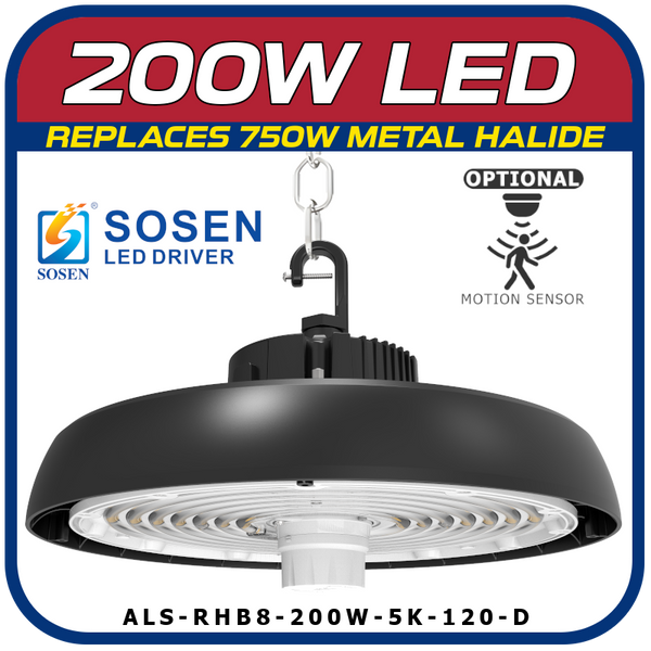 200W LED 8th Generation Round High Bay Fixture