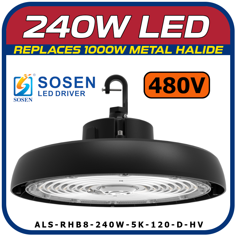 240W - 480V 8th Generation Round High Bay Fixture