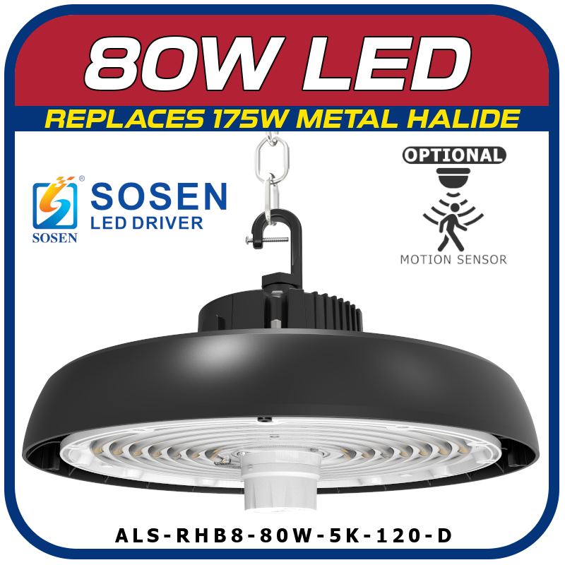 80W LED 8th Generation Round High Bay Fixture
