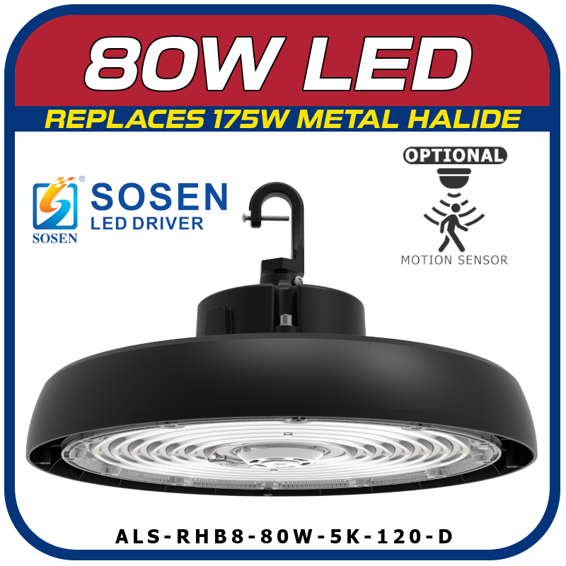 80W LED 8th Generation Round High Bay Fixture