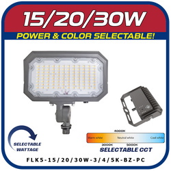 10W / 20W / 30W LED Power & Color Selectable Knuckle Mount Floodlight