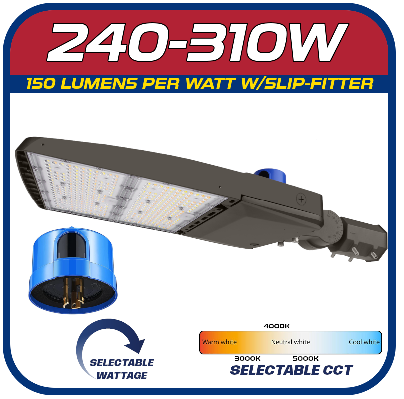 240-310W Selectable Area Light w/Slip-Fitter