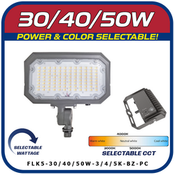 30W / 40W / 50W LED Power & Color Selectable Knuckle Mount Floodlight