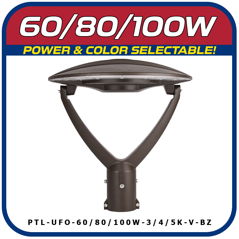 Wattage and Color Selectable UFO LED Post Top Fixture
