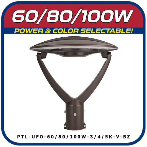 Wattage and Color Selectable UFO LED Post Top Lantern