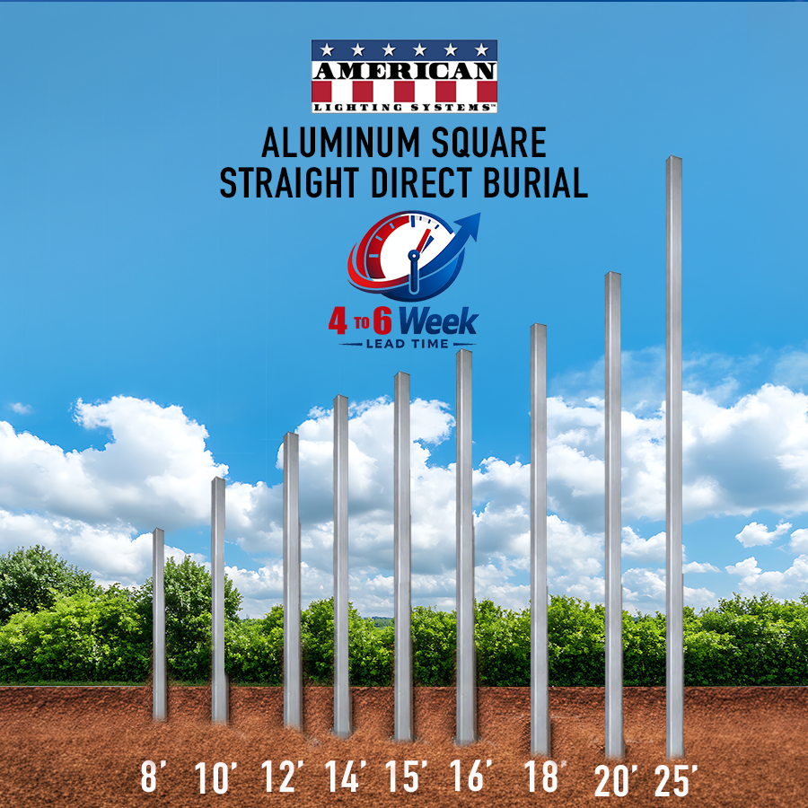 14 Foot Aluminum Square Straight Direct Burial 4in .125 Thickness