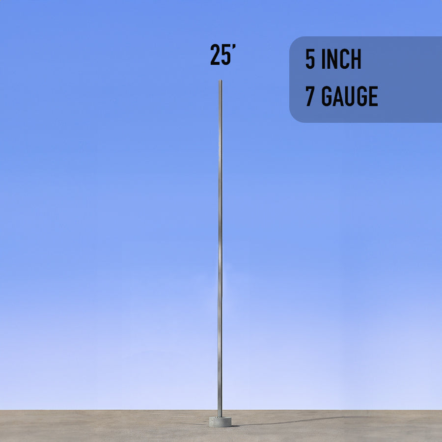 25 Foot Straight Square Steel Anchor Base 5in 7 Gauge