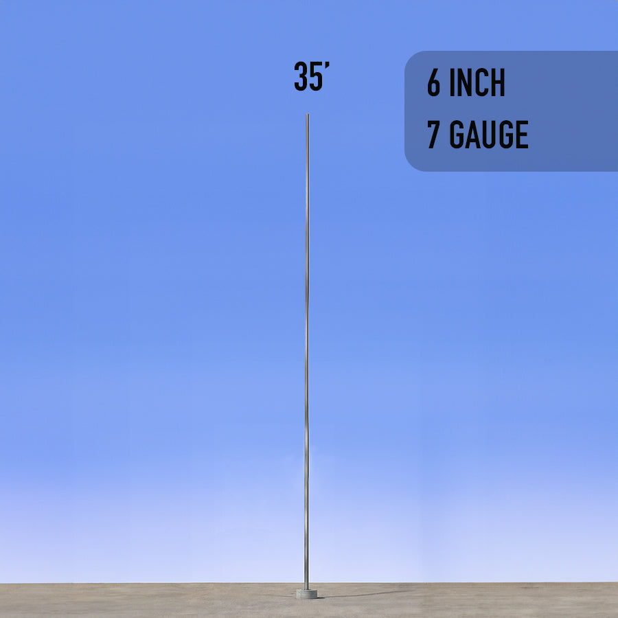 35 Foot Straight Square Steel Anchor Base 6in 7 Gauge