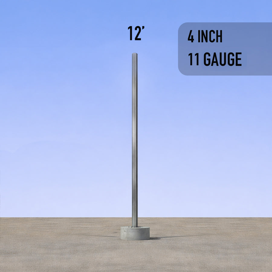 12 foot Straight Square Steel Anchor Base 4in 11 Gauge