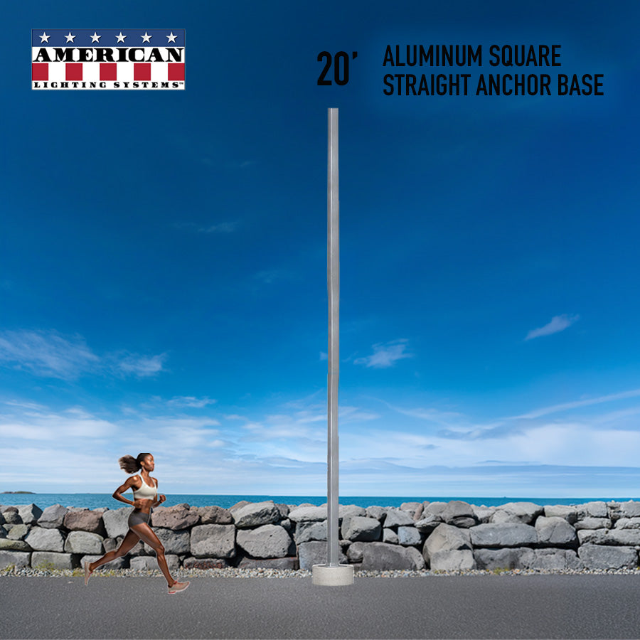 20 Foot Aluminum Square Straight Anchor Base 6in