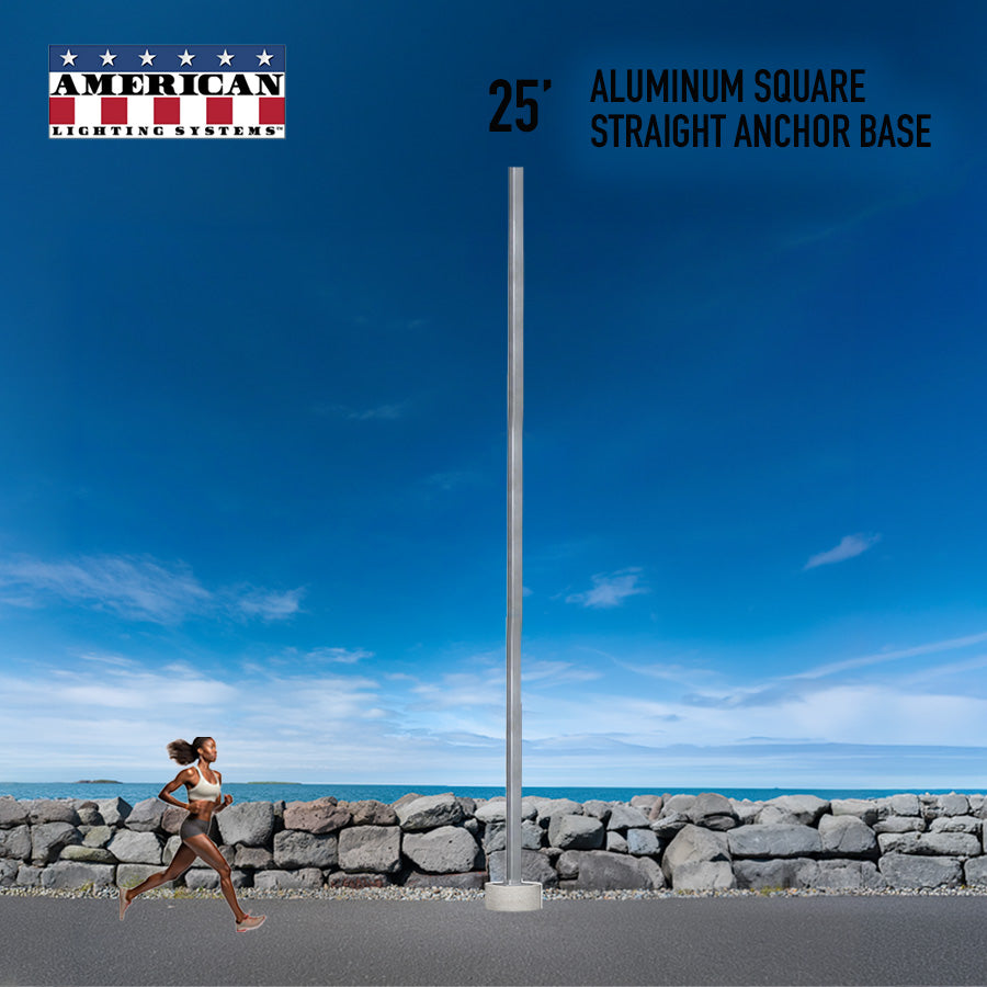 25 Foot Aluminum Square Straight Anchor Base 6in