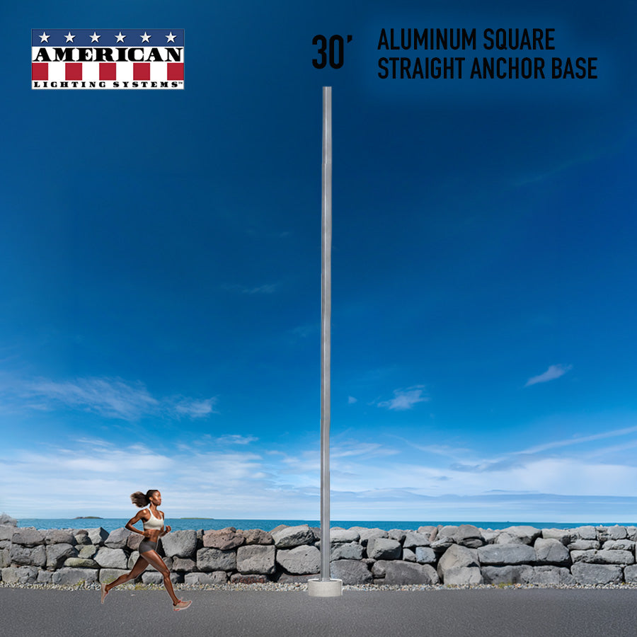 30 Foot Aluminum Square Straight Anchor Base 6in