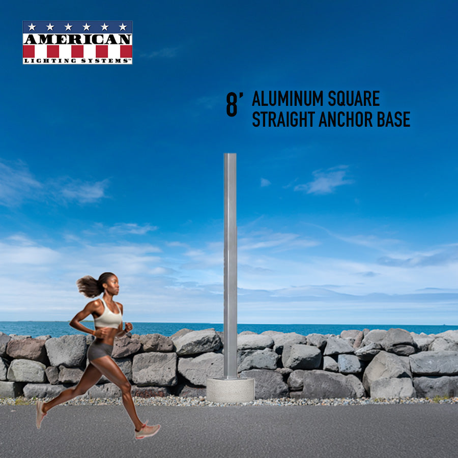 8 Foot Aluminum Square Straight Anchor Base 4in