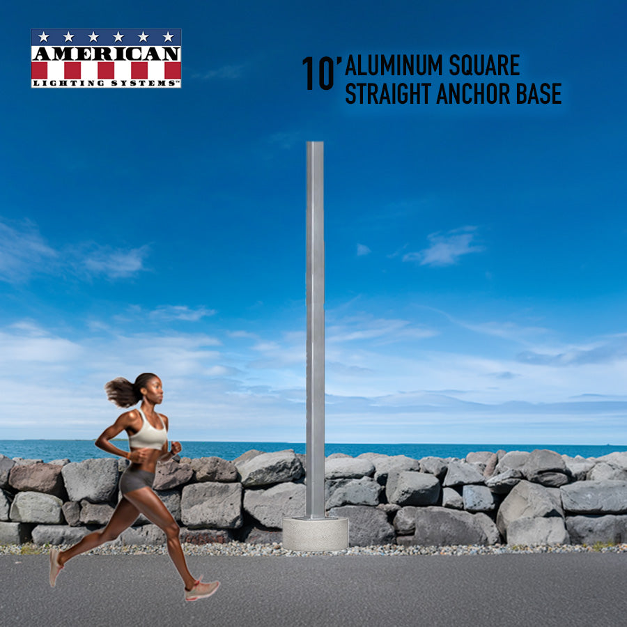 10 Foot Aluminum Square Straight Anchor Base 4in