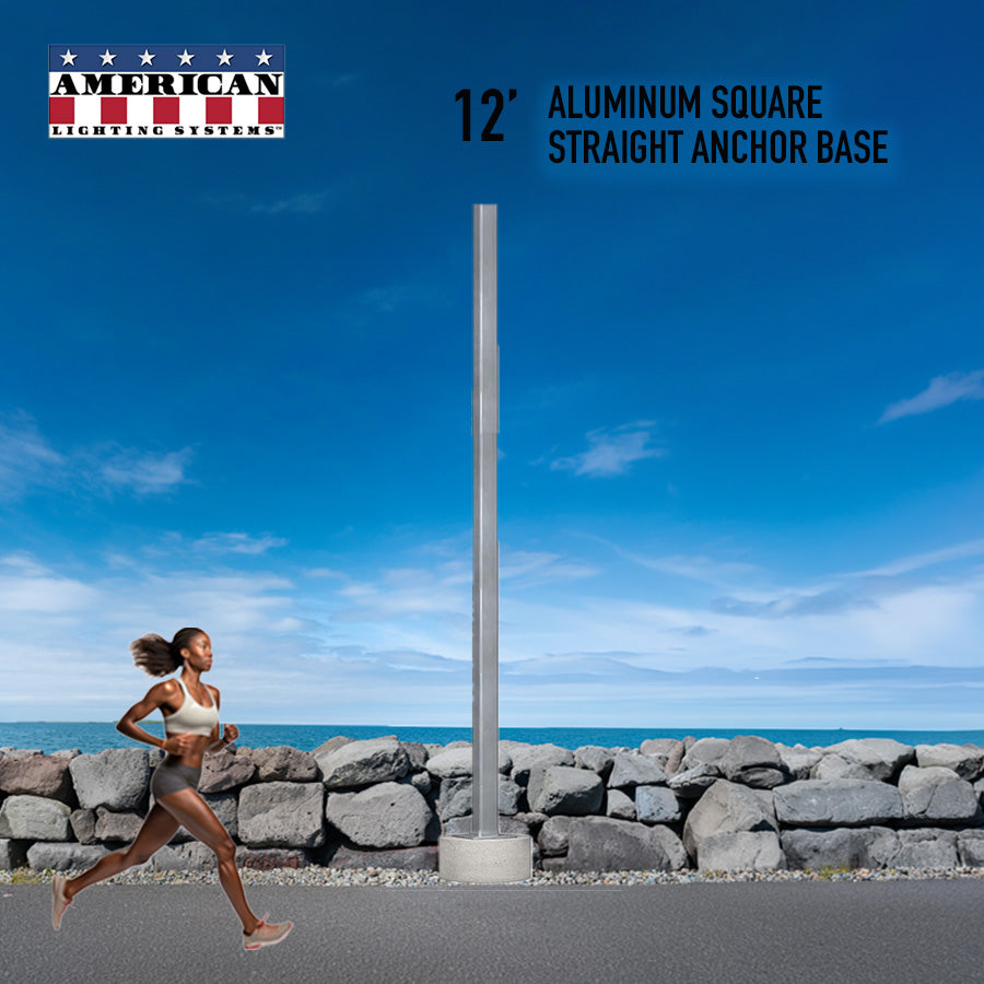 12 Foot Aluminum Square Straight Anchor Base 4in
