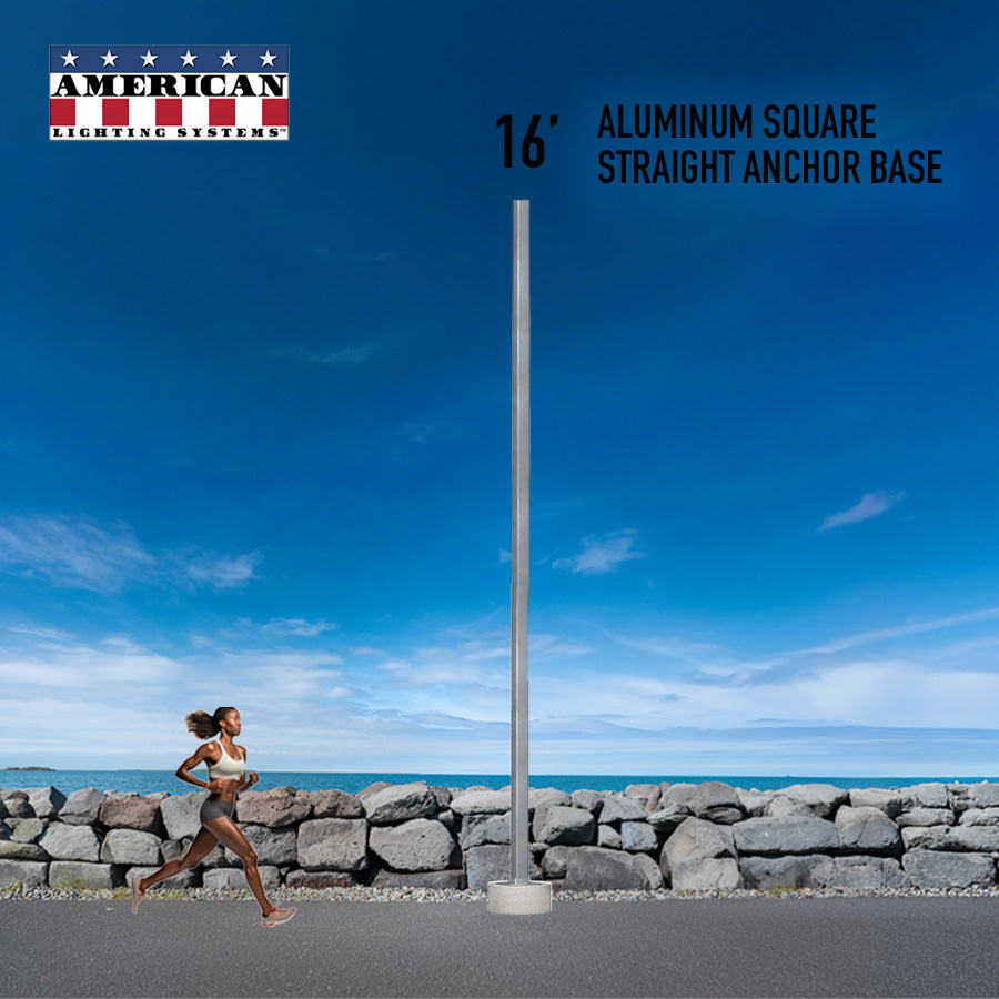 16 Foot Aluminum Square Straight Anchor Base 4in