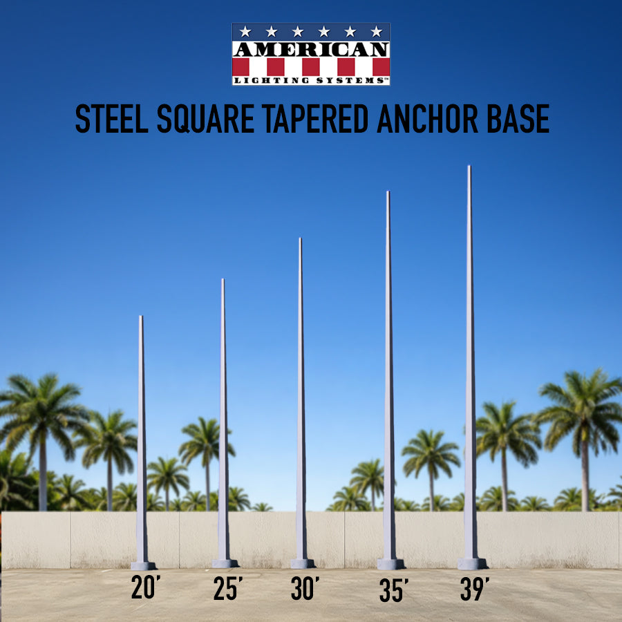 39 Foot Tapered Square Steel Anchor Base 11 Gauge