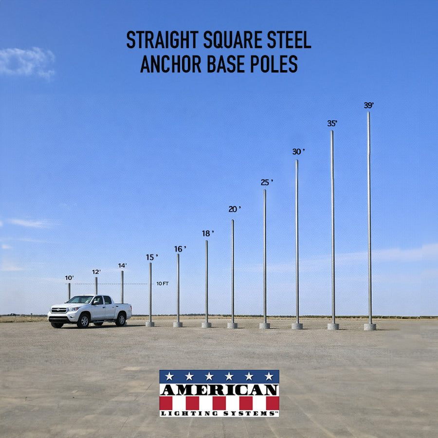 20 Foot Straight Square Steel Anchor Base 4in 11 Gauge
