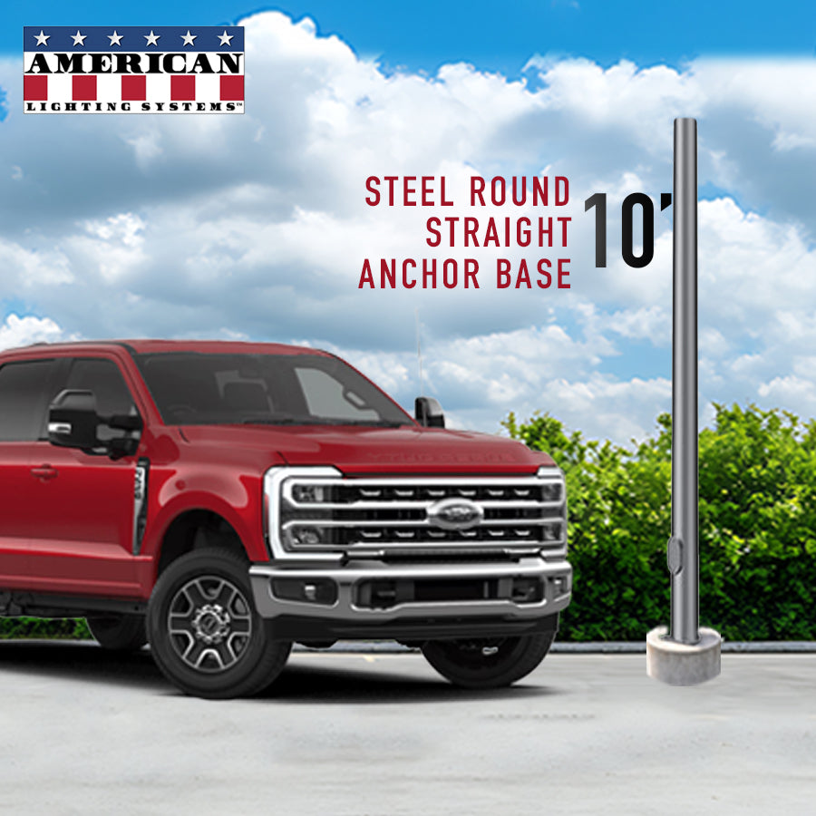 10 Foot Steel Round Straight Anchor Base 3in 11 Gauge