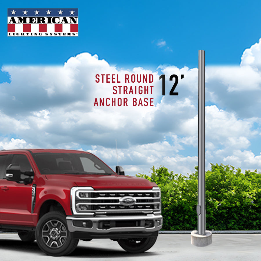 12 Foot Steel Round Straight Anchor Base 3in 11 Gauge