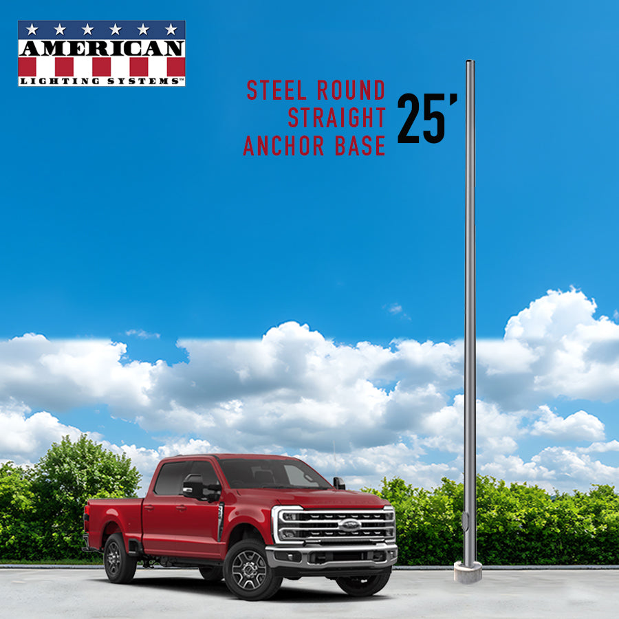 25 Foot Steel Round Straight Anchor Base 5in 7 Gauge