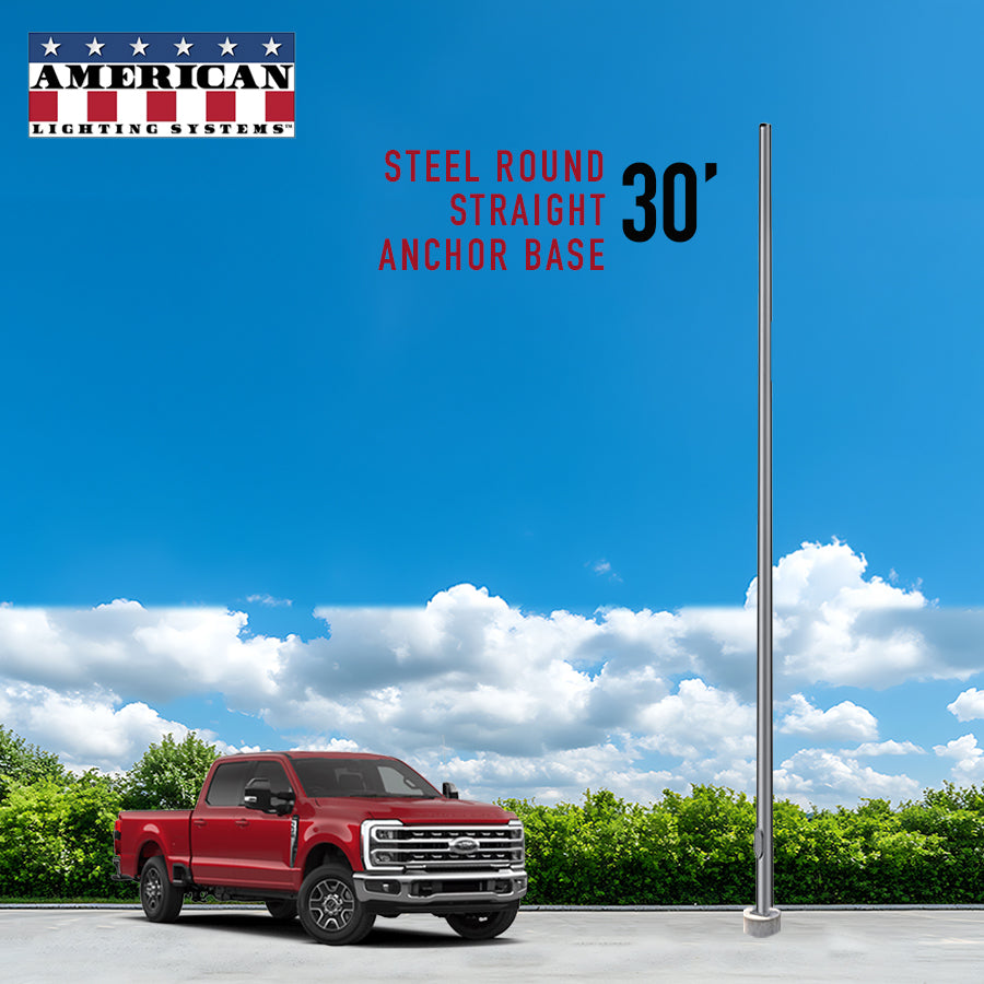 30 Foot Steel Round Straight Anchor Base 5in 7 Gauge