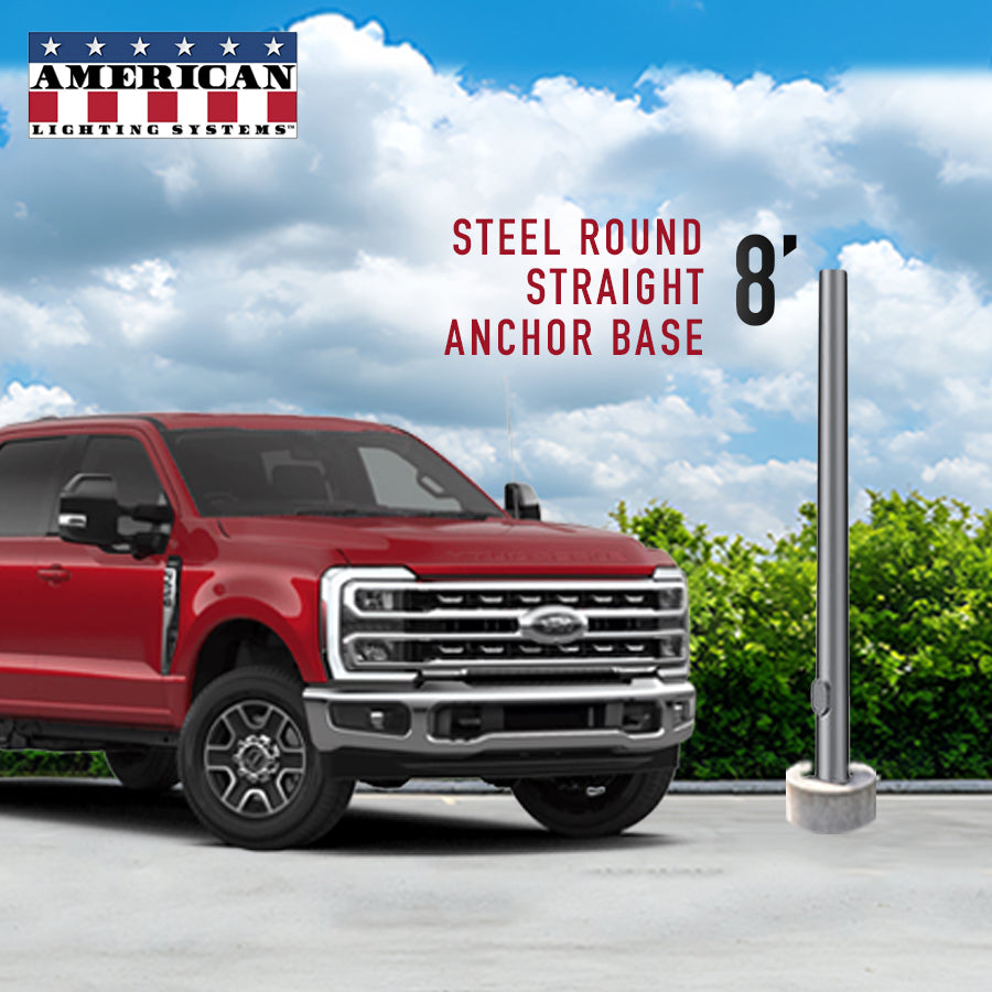 8 Foot Steel Round Straight Anchor Base 3in 11 Gauge