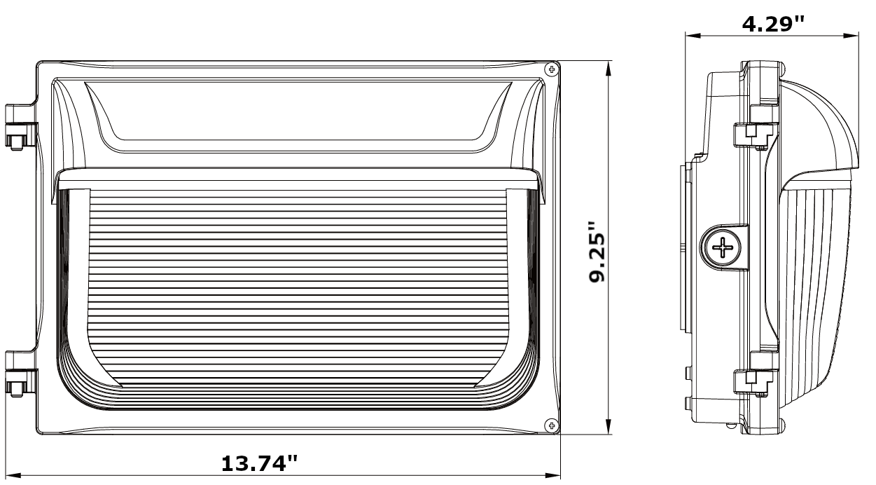 80/100/120W POWER & COLOR SELECTABLE LOW PROFILE WALL PACK W/PHOTOCELL