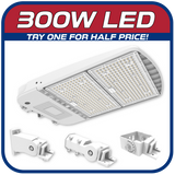 300W LED Performance II Series Shoebox Parking Lot Fixture White Finish