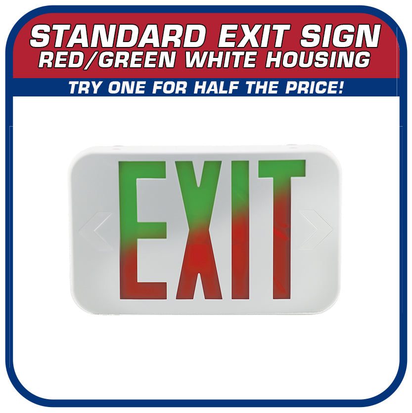 Standard Exit Sign Red/Green White Housing