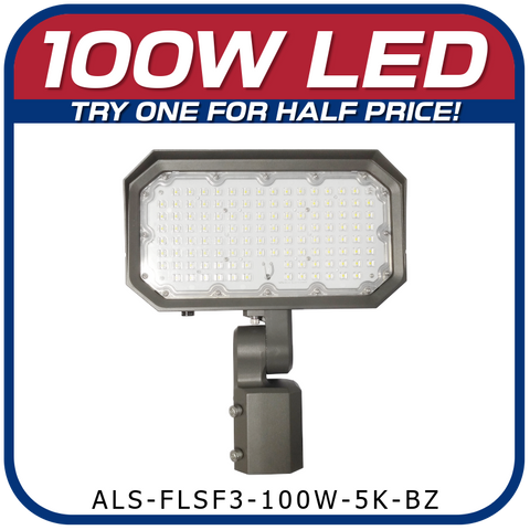 100W LED 3rd Generation 5000K Slip-Fitter Floodlight