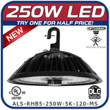 250W LED 5th Generation Round High Bay Fixture with Built-In Motion Sensor